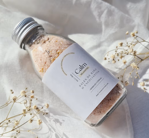 Bath Salts - CALM - Himalayan pink salt, calendula and chamomile flowers